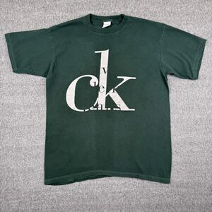 Vintage‎ Calvin Klein Promo T-Shirt Men's Large Green Logo Jeans Grunge 90s